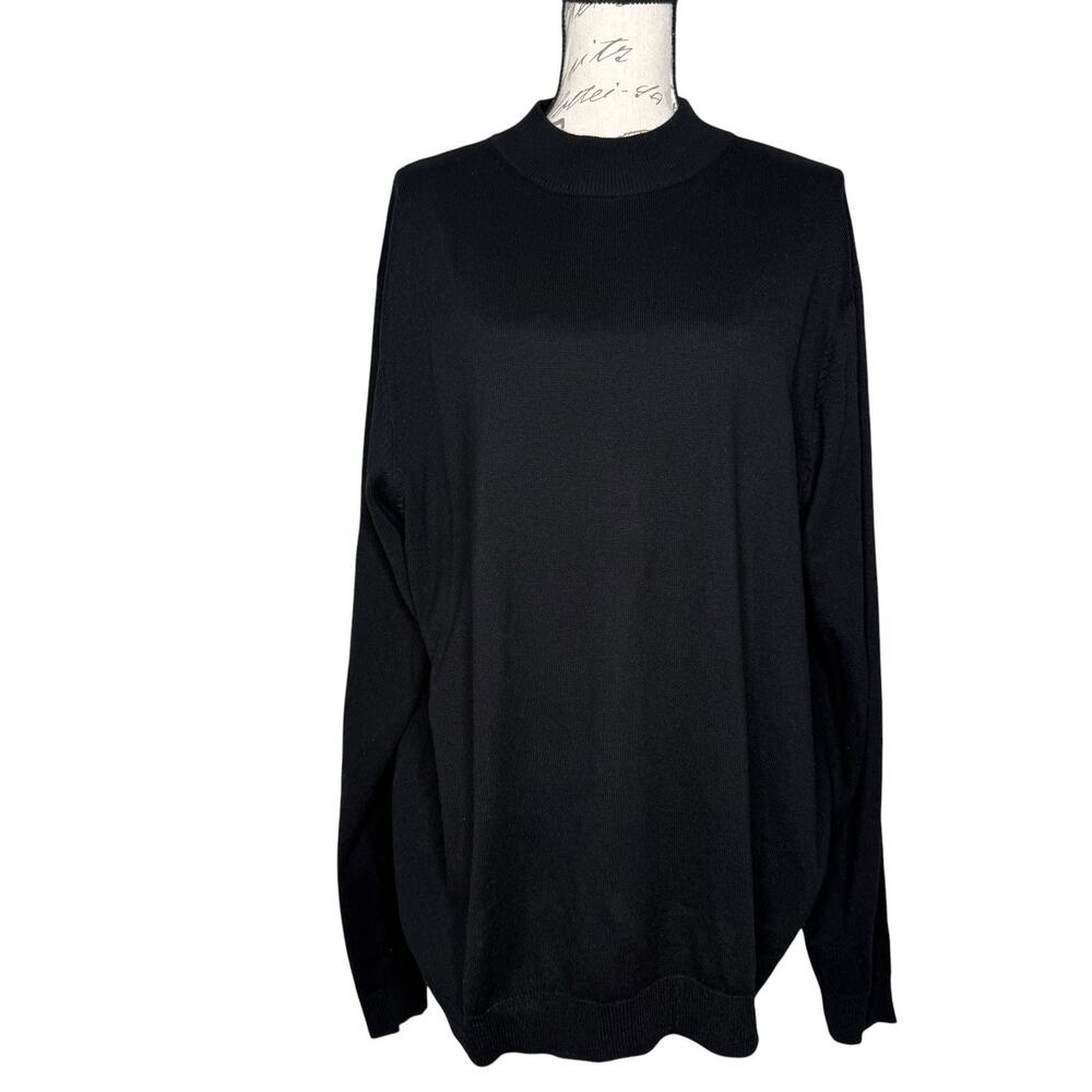 Paul Fredrick Silk Cashmere Luxury Black Mock Neck Lightweight Sweater Large